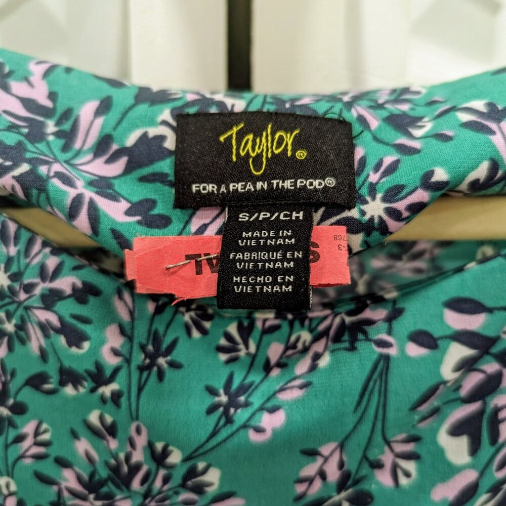 Taylor for a Pea in the Pod Teal Floral Dress - Picture 3 of 3